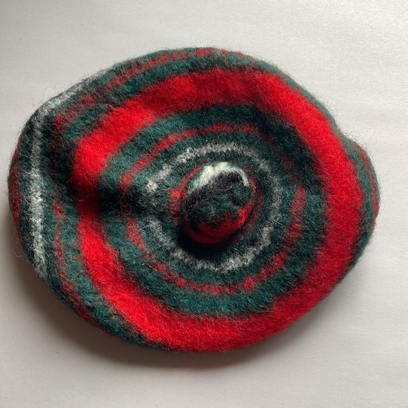 Retro Severson Tam Beret Wool Red Pom Hat Scotland Bagpipe Winter Prep Academia - Picture 3 of 15